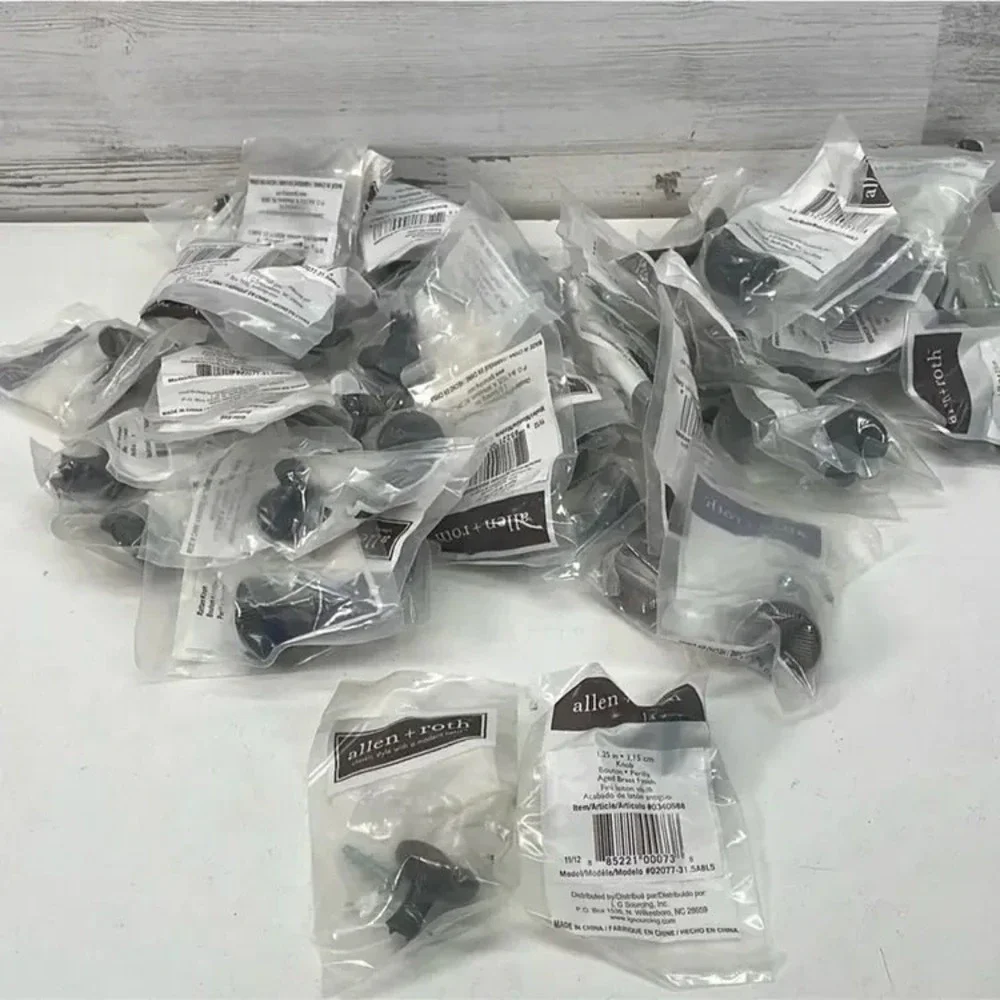 Lot of 48 Allen + Roth Aged Brass Round Cabinet Knobs New w/ Screws